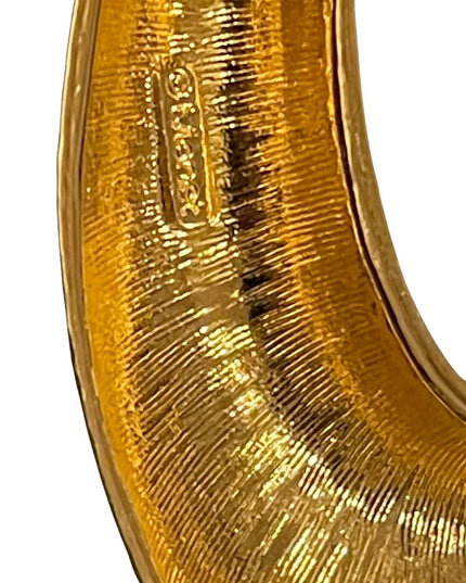 Vintage 1980s Sparkle glossy gold finish abstract brooch large Monet hammered