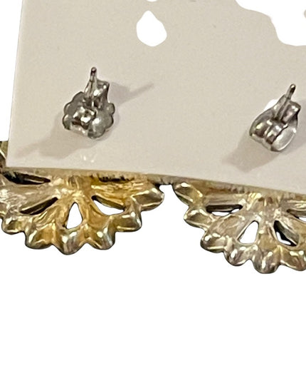 Silver tone faux pearl flower earrings