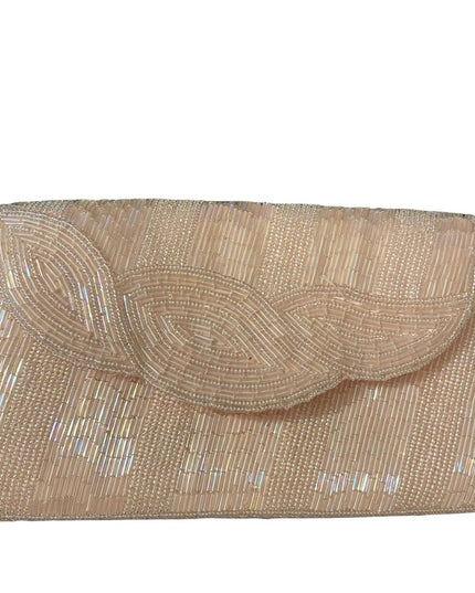 Blush pink Vintage microbead clutch purse med sz wedding party eastwr bag