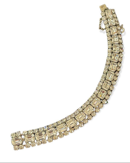 Vintage clear shiny crystal silver finish sparkle bracelet