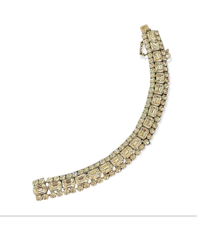 Vintage clear shiny crystal silver finish sparkle bracelet