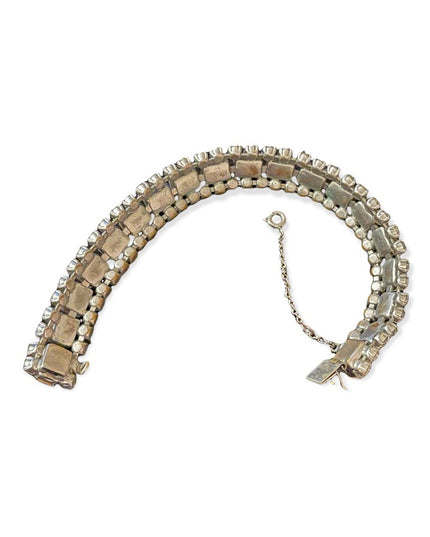 Vintage clear shiny crystal silver finish sparkle bracelet