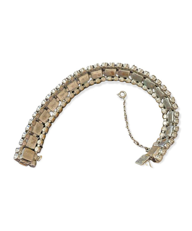 Vintage clear shiny crystal silver finish sparkle bracelet