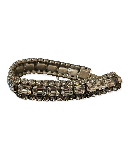 Vintage clear shiny crystal silver finish sparkle bracelet