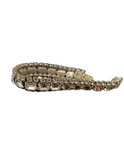 Vintage clear shiny crystal silver finish sparkle bracelet