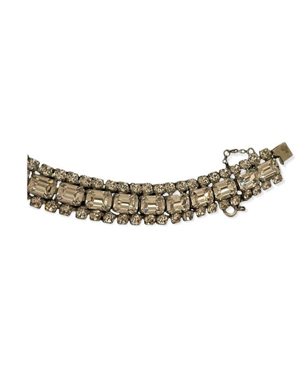Vintage clear shiny crystal silver finish sparkle bracelet