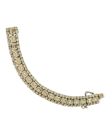 Vintage clear shiny crystal silver finish sparkle bracelet