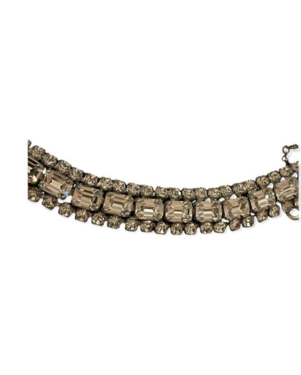 Vintage clear shiny crystal silver finish sparkle bracelet