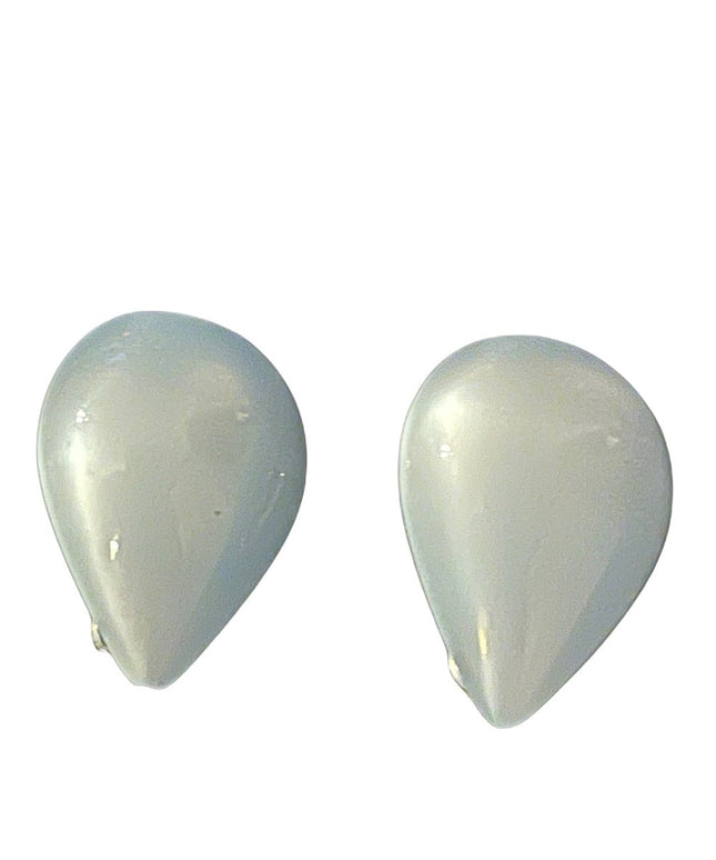 Vintage sky blue lucite tear drop clip on earrings