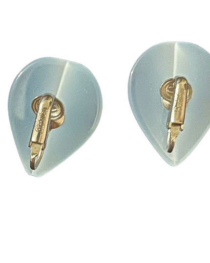Vintage sky blue lucite tear drop clip on earrings