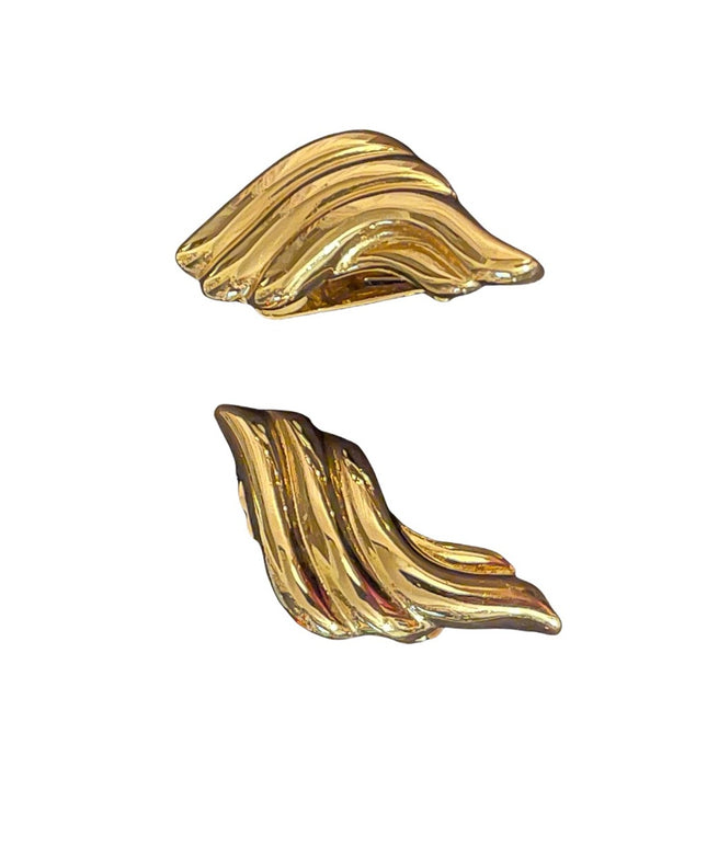 Vintage fancy gold finish clip on earrings