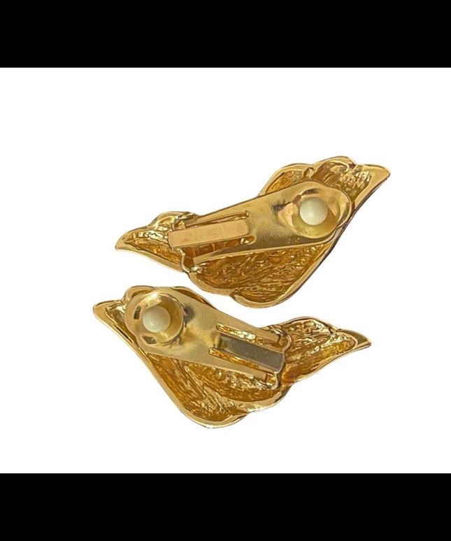Vintage fancy gold finish clip on earrings