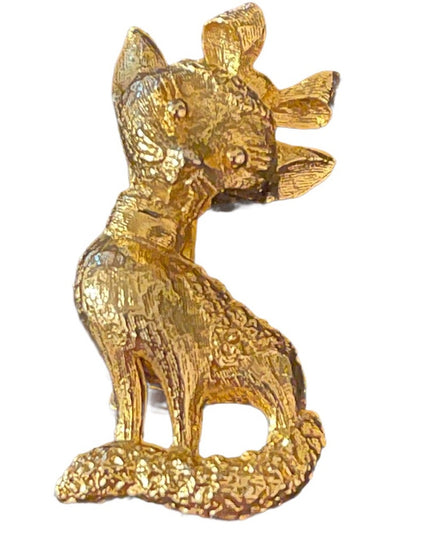 Vintage Haskell?  gold finish small Cat brooch