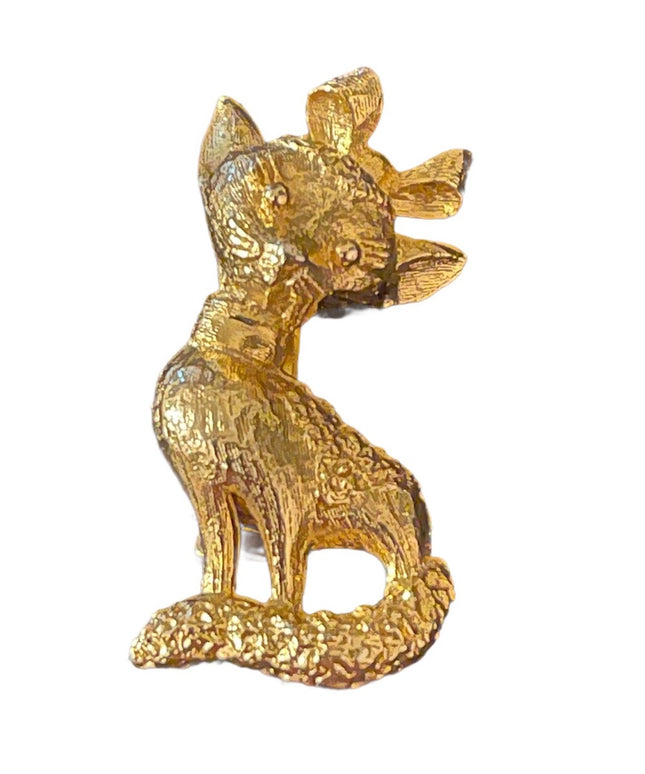 Vintage Haskell?  gold finish small Cat brooch