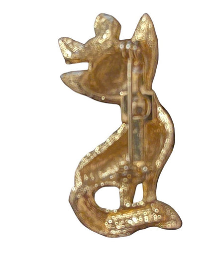 Vintage Haskell?  gold finish small Cat brooch