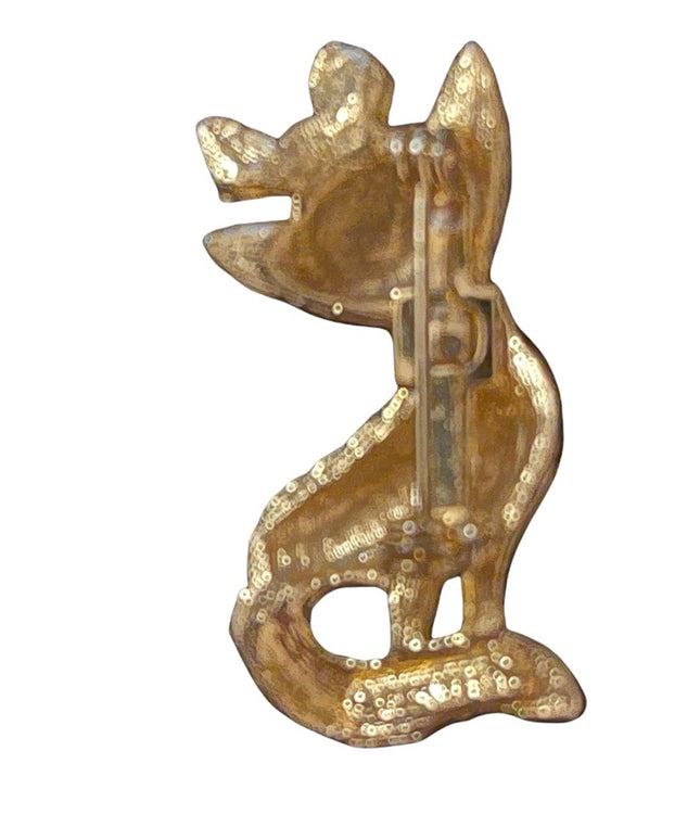 Vintage Haskell?  gold finish small Cat brooch