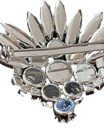 Vintage High quality “Sherman like” Blue AB Starburst brooch silver finish