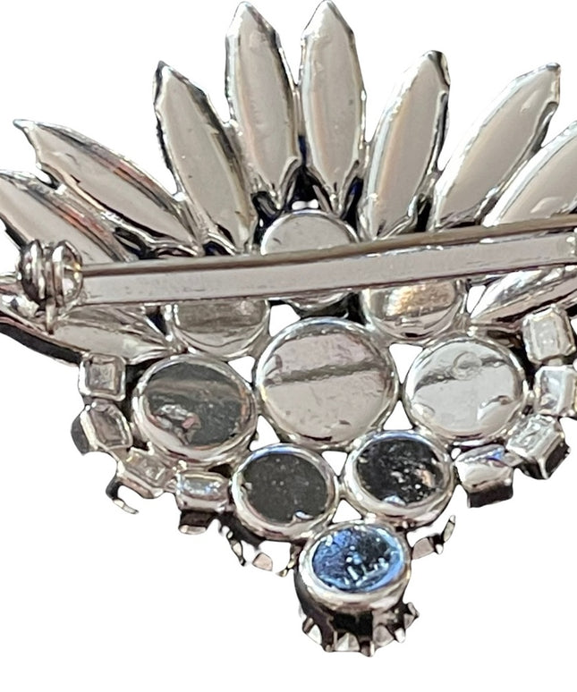 Vintage High quality “Sherman like” Blue AB Starburst brooch silver finish