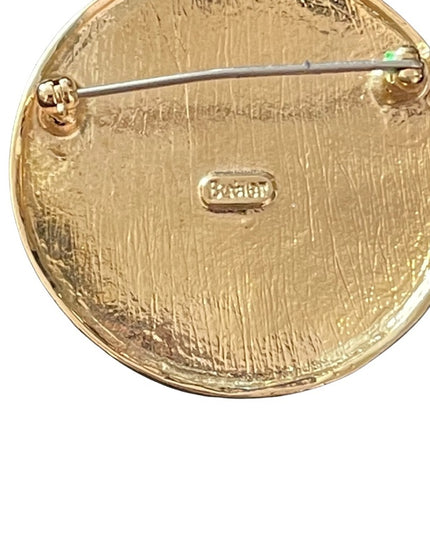 Vintage 1980s Gold finish BUTLER moon rhinestone brooch FAC