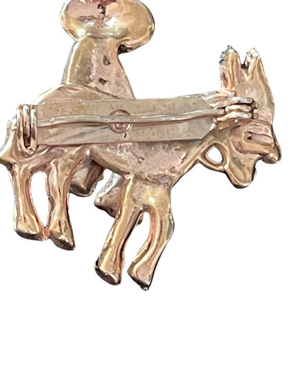 Vintage spanish horse man donkey sombrero enamel brooch