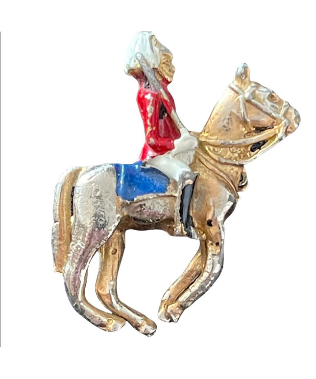 Vintage British soldier riding horse brooch