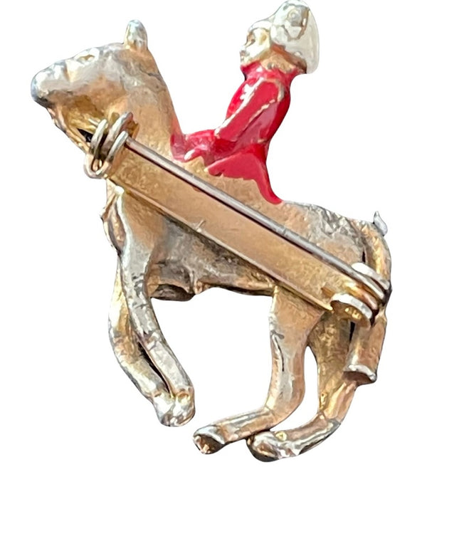 Vintage British soldier riding horse brooch
