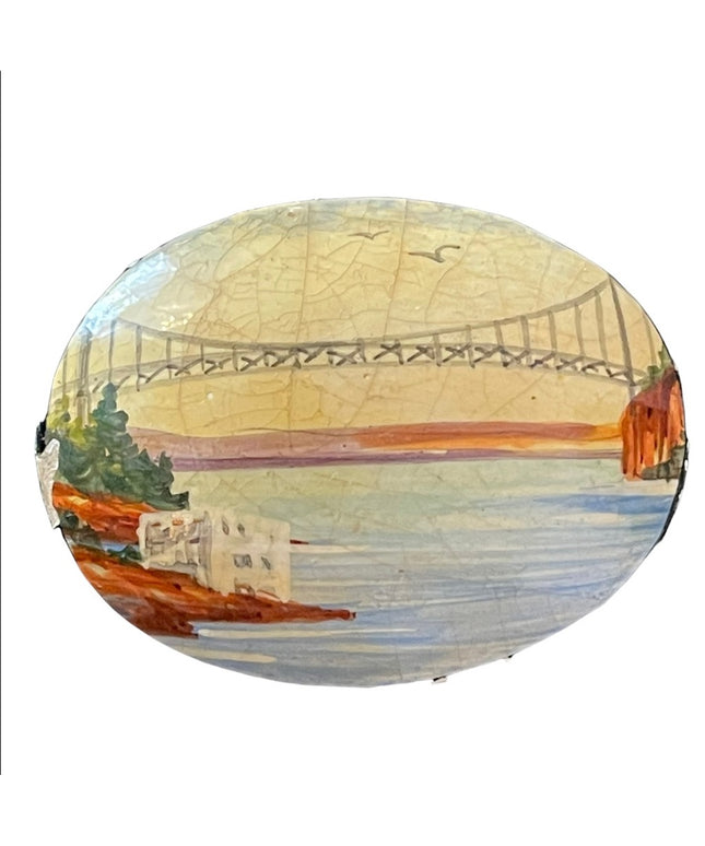 Vintage Hand painted Nova Scotia Bridge brooch