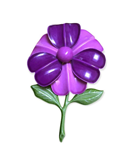Vintage metal flower brooch 1960s Large