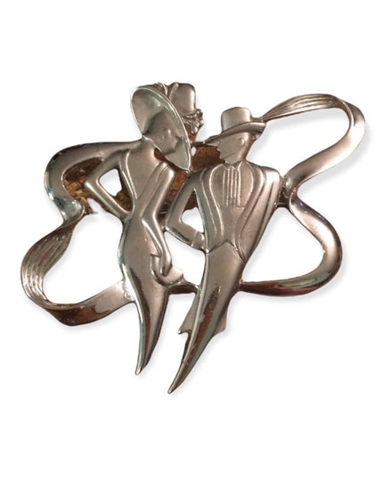 Vintage 1980s Silver tone Classy lady brooch