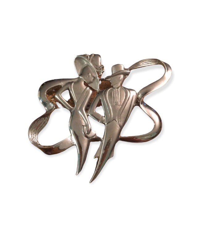 Vintage 1980s Silver tone Classy lady brooch