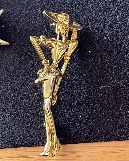 Gold tone Classy fancy lady brooch