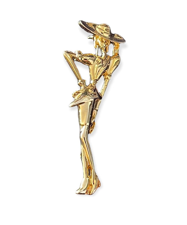 Gold tone Classy fancy lady brooch