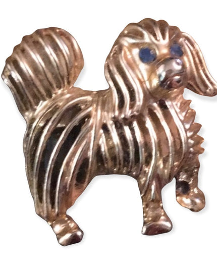 Vintage gold tone dog brooch