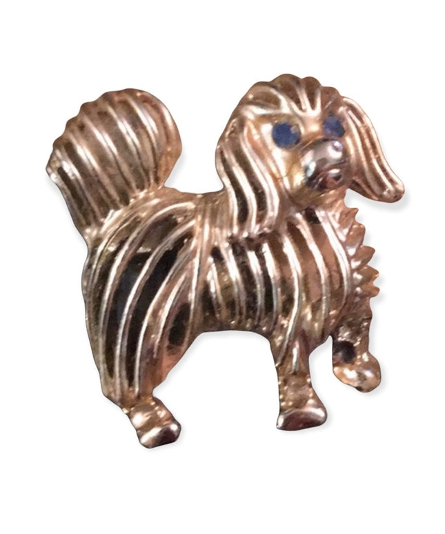 Vintage gold tone dog brooch