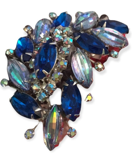 Vintage Blue crystal Ab Stunning brooch