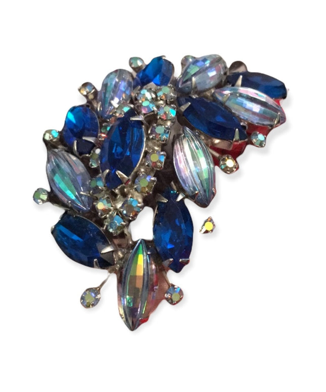 Vintage Blue crystal Ab Stunning brooch