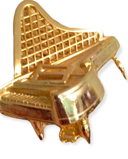 Vintage gold finish large Piano brooch musical music
