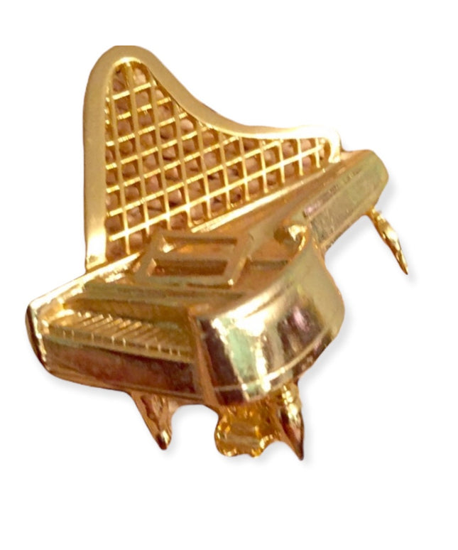 Vintage gold finish large Piano brooch musical music