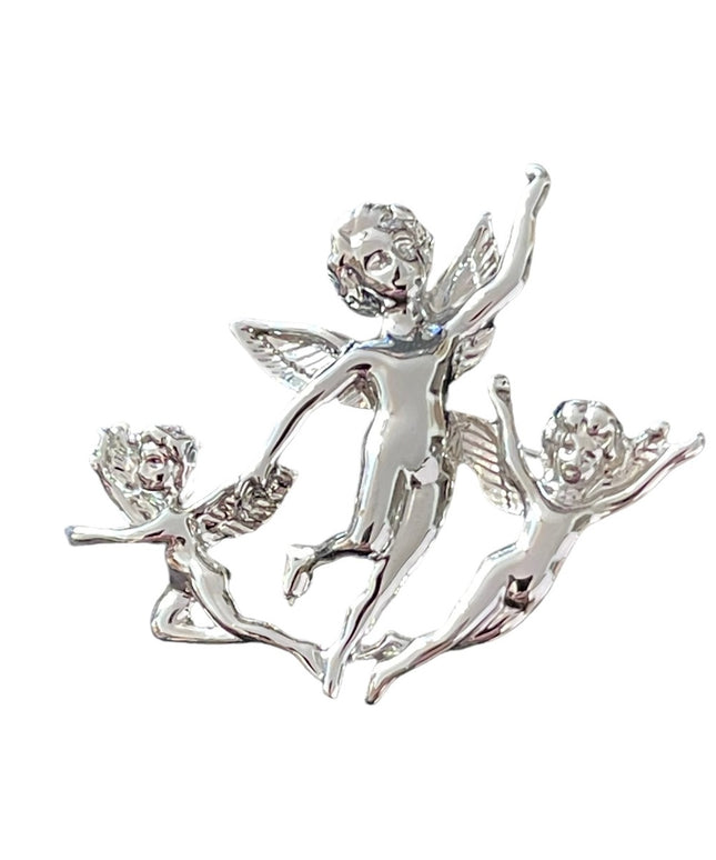 Silver 3 angels fancy brooch
