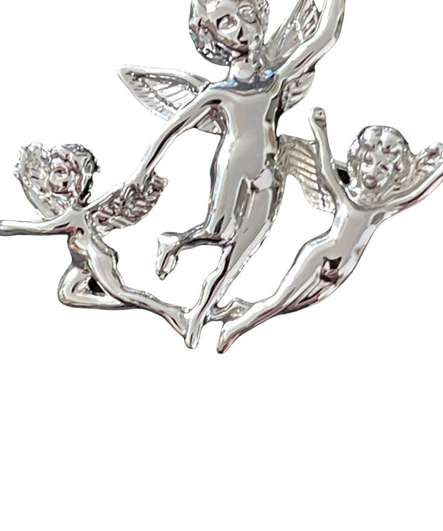 Silver 3 angels fancy brooch
