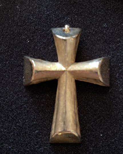 Vintage brushed gold large cross necklace pendant