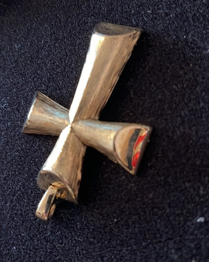 Vintage brushed gold large cross necklace pendant