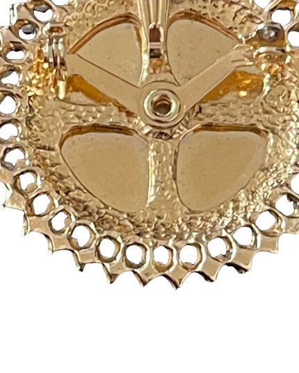 Vintage gold tone cross stitch flower faux pearl necklace pendant