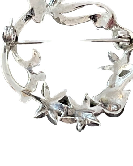 Silver finish fancy marcasite wreath brooch