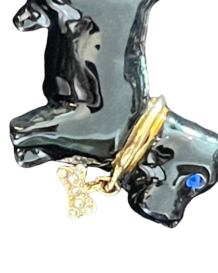 Black enamel Scottie dog with gold bone gold finish brooch