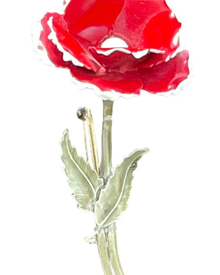 Vintage metal 1960s  red flower 🌺 brooch