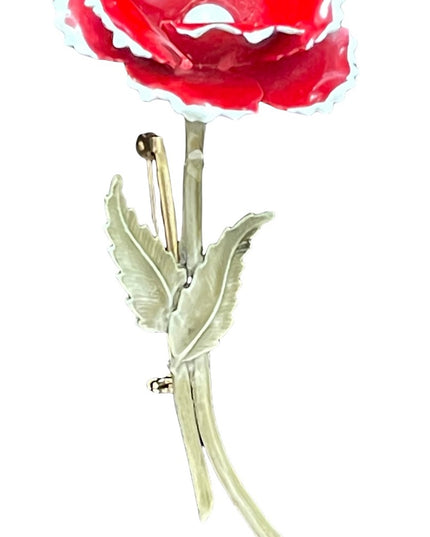 Vintage metal 1960s  red flower 🌺 brooch