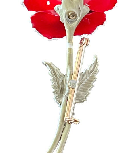 Vintage metal 1960s  red flower 🌺 brooch