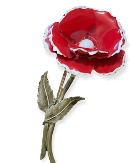 Vintage metal 1960s  red flower 🌺 brooch