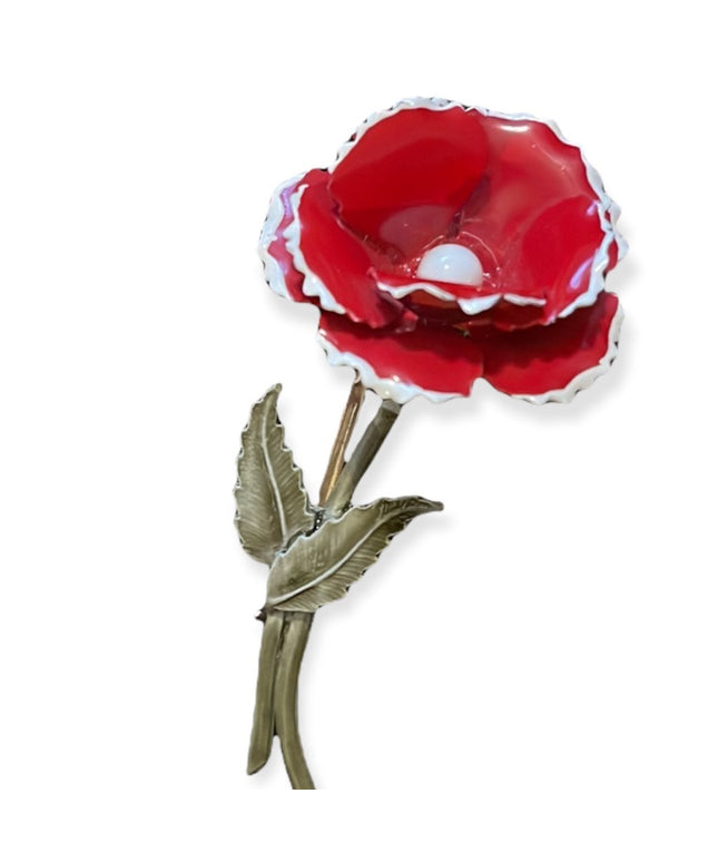 Vintage metal 1960s  red flower 🌺 brooch